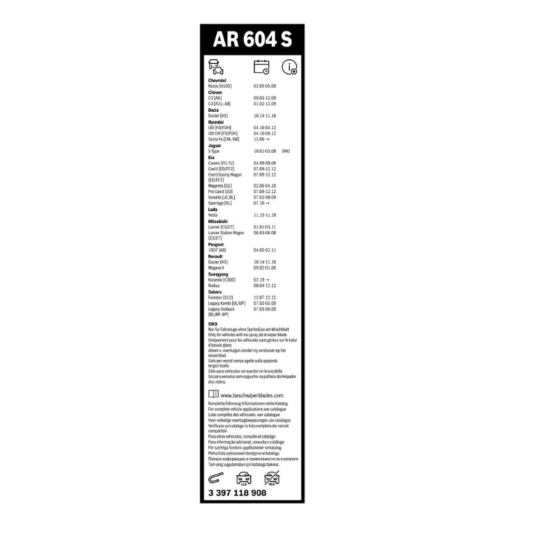 Set Stergatoare Parbriz Bosch AR604S, 60/45cm