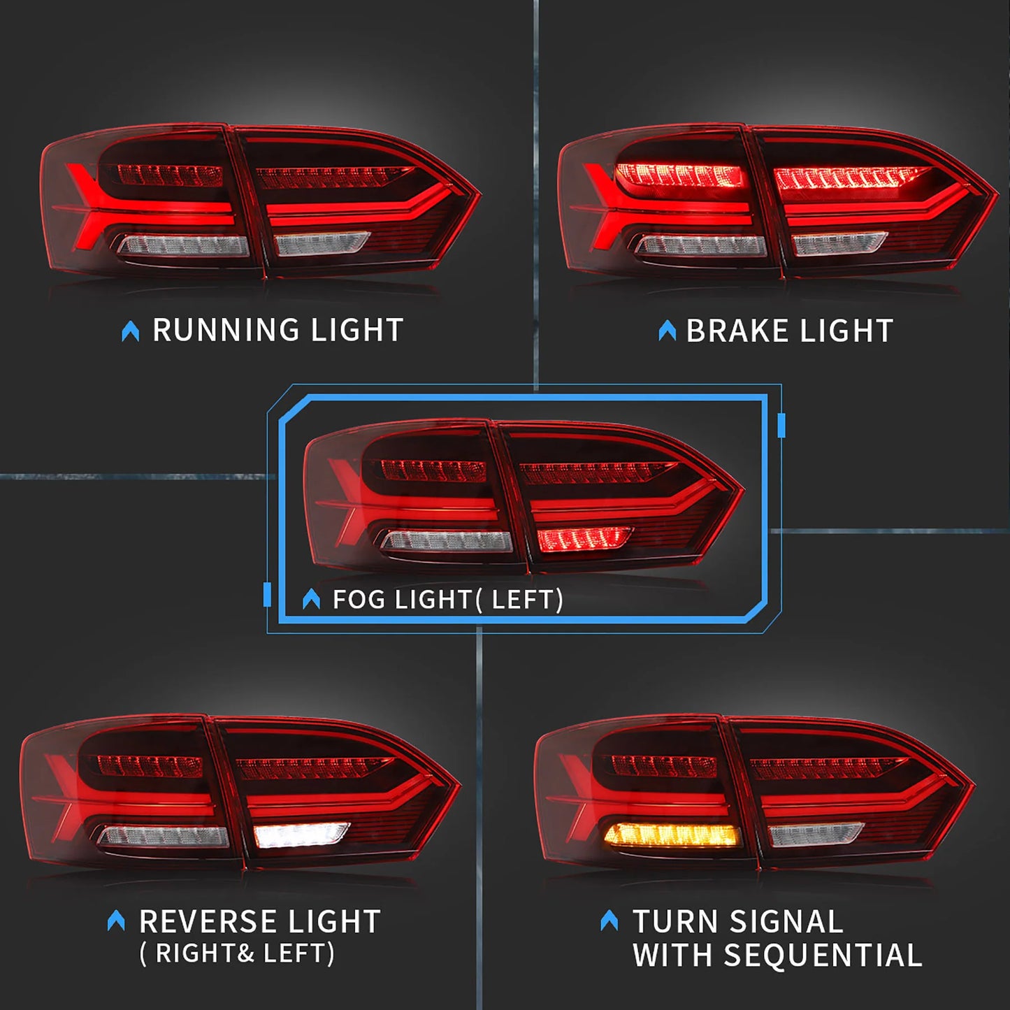 Stopuri LED VW Jetta Mk6 VI 6 2012-2014 Semnal Secvential Dinamic