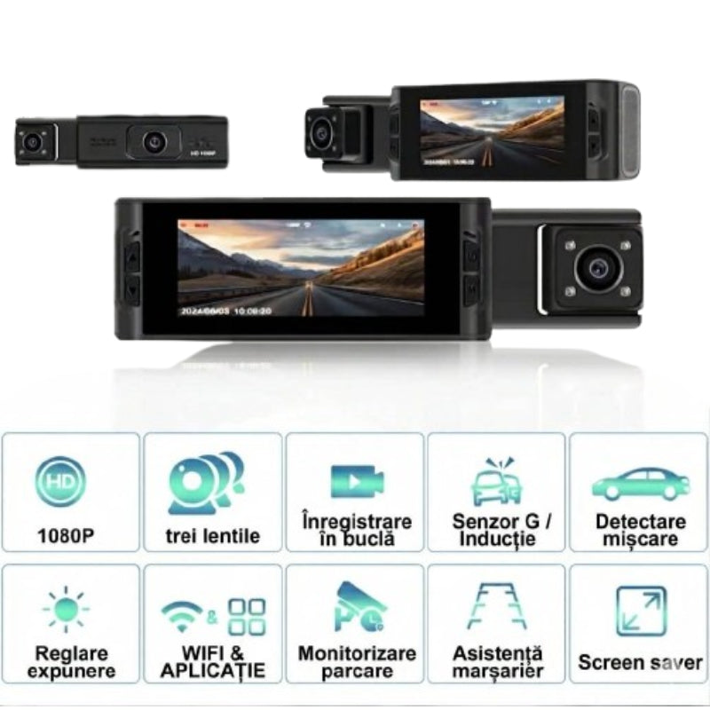 Camera de Bord Tripla HD